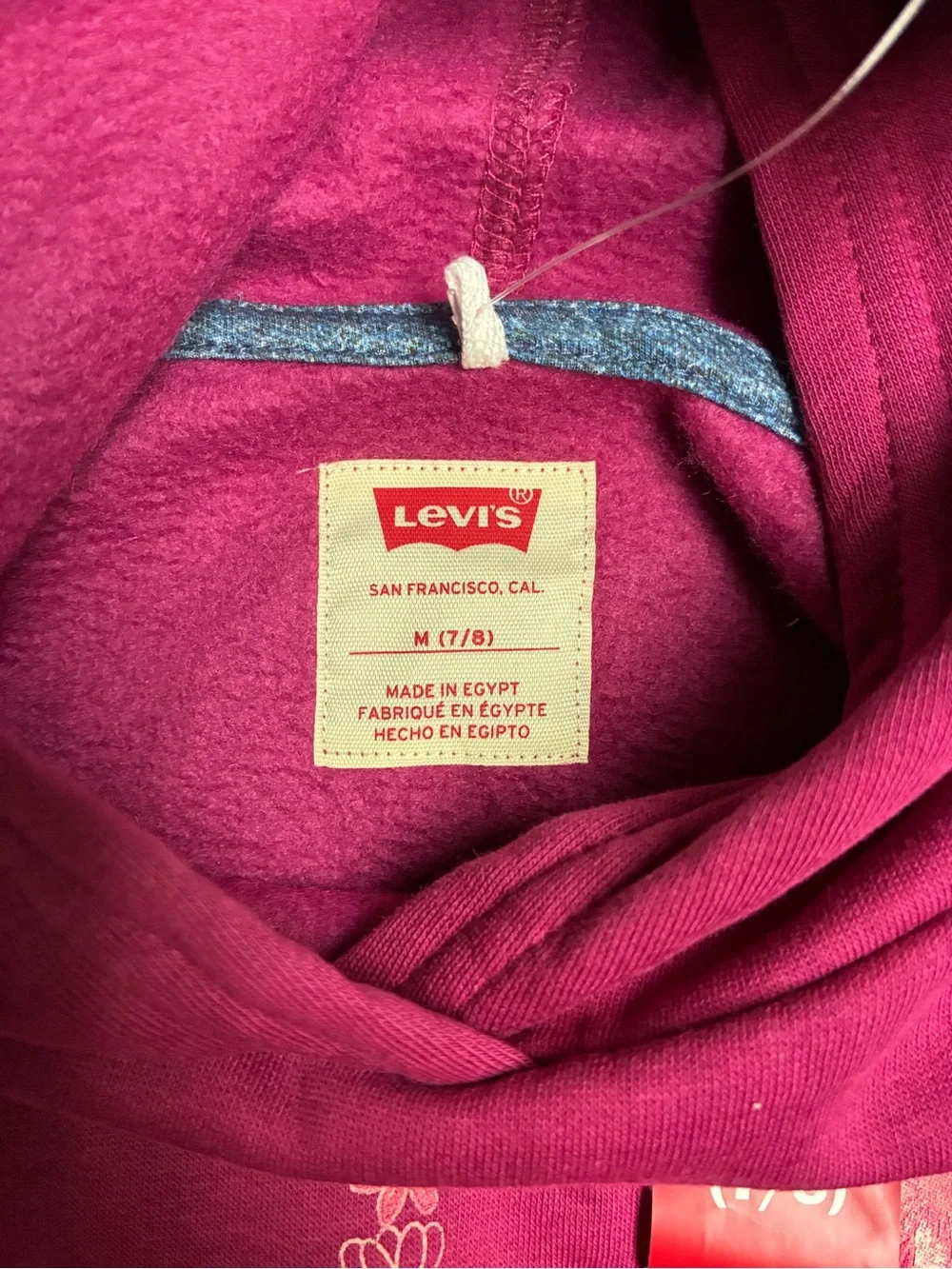 Levi's Girls' Medium Hoodie - Raspberry with Floral Peace Graphic